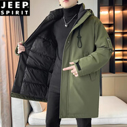 JEEP SPIRIT中長(cháng)款棉衣男士冬季新款加厚抗寒保暖潮流帥氣冬天工裝棉服外套 2375軍綠色 L