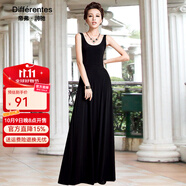 帝弗潤馳春夏及踝長款連衣裙a字裙黑色吊帶背心長裙打底裙拖地裙 黑色 L