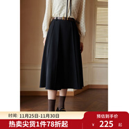 獨束[神裙3.0版]獨束大碼女裝高腰半身裙女秋冬微胖mm遮胯顯瘦A字裙 靜謐黑 L