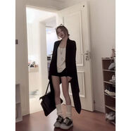 小紅書(shū)爆款慵懶風(fēng)黑色不規則針織開(kāi)衫薄款女春夏外搭中長(cháng)版披肩防 黑色開(kāi)衫版 S S