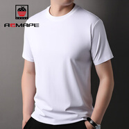 AEMAPE品牌冰絲長(cháng)絨棉短袖T恤男夏季圓領(lǐng)無(wú)痕薄半袖涼感基礎體恤打底衫 漂白 XL 175 建議 135-155斤
