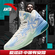 安踏KT3 team｜籃球鞋男秋冬季湯普森防滑減震男戶(hù)外實(shí)戰比賽運動(dòng)鞋子 【KT3 TEAM高幫款新配色】紙莎白/淡粉藍-1 45