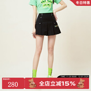 LALABOBO【商場(chǎng)同款】多口袋百褶短裙高腰顯瘦防走光a字半身裙LBCB-WXZQ15 黑色 M (26)