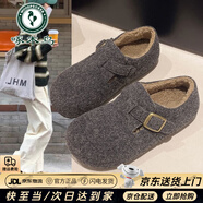 啄木鳥(niǎo)毛呢小土豆平底鞋一腳蹬加絨勃肯鞋女2025秋冬保暖棉鞋灰色毛毛鞋 高級灰 38 (240mm)