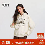 森馬（Semir）地理系列衛(wèi)衣女冬季圖案插肩袖加絨連帽上衣101724116010