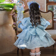 冰雪奇緣艾莎公主裙毛衣套裝秋冬新款時(shí)髦甜美蓬蓬紗連衣裙兩件套 艾莎公主裙（沒(méi)有毛衣和配飾） 內有蓬蓬紗 均碼 100 身高90cm左右