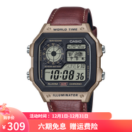 卡西歐（CASIO）男表小方塊手表 學(xué)生休閑運動(dòng)鋼帶 多功能持久電力夜光防水電子表 AE-1200WHL-5A