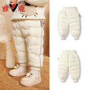 雅鹿品牌寶寶兒童羽絨褲男童女童外穿輕薄高腰護肚冬季加厚嬰兒保暖褲 織嘜白色 【高腰護肚】 90 cm 【高78-89cm重20-27斤】