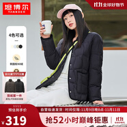 坦博爾羽絨服女短款翻領(lǐng)韓版寬松女士燈芯絨外套TD236266 黑色 165 