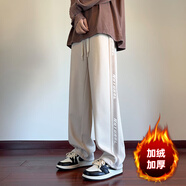 Foss Phil褲子男裝春秋季休閑褲潮牌潮流條紋寬松衛運動(dòng)直筒長(cháng)褲男士青少年 ZX-ZXJRK510卡其色 3XL (175斤-195斤)