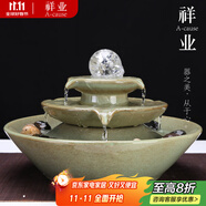祥業(yè) 水塔旋轉(zhuǎn)水晶流水噴泉加濕器家居裝飾工藝禮品客廳辦公室擺件 水塔旋轉(zhuǎn)水晶綠色