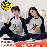 G.DUCKKIDS女童秋衣秋褲套裝純棉初中生男大童保暖內衣青少年中學(xué)生男孩睡衣 藍色接頭籃球 140 （建議身高130cm 10-11歲）cm