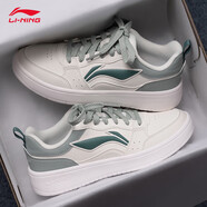 李寧（LI-NING）李寧女鞋板鞋浮舟春夏新款低幫運動(dòng)鞋小白鞋透氣輕便休閑鞋女 云霧白/水灰綠【元寶】 35 【收藏優(yōu)先發(fā)貨】