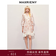 MAXRIENY【異域·摩洛哥-商場(chǎng)同款】歐根紗繡花連衣裙透視感設計 粉花 M 02