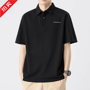 駱駝日系黑色短袖POLO衫男2025夏季新款寬松純色t恤潮牌體恤 黑色 M