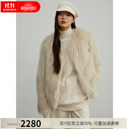 付智恩蘆葦花 芬蘭進口狐貍毛典雅輕盈年輕感圓領(lǐng)皮草外套女 米杏色 S
