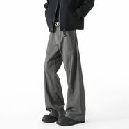 BOYUE帛躍美式微喇伐木工裝牛仔褲休閑高街做舊顯瘦男潮闊腿長(cháng)褲 深灰色 XL XL