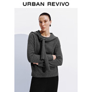 UR冬季新款女裝氣質(zhì)系帶披肩假兩件圓領(lǐng)針織衫UWM950122 冷灰 S