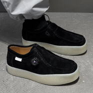 kangnai2025新款休閑反絨方頭男款厚底增高工裝鞋黃色 紅色-J 53315黑色 46