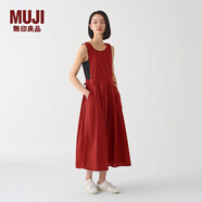 無(wú)印良品（MUJI） IDEE 女式 平紋 連體裙 女裝連衣裙裙子春季 無(wú)袖可疊穿 背心裙 深紅色 M 155/80A