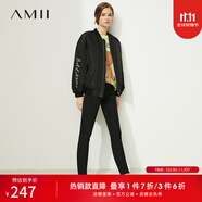 AMII女裝2025冬季新款棒球服棉衣女寬松繡花面包服黑色外套加 黑色 XL 170/92A