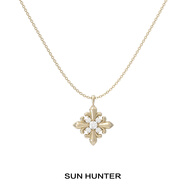 三橫 SUN HUNTER原創(chuàng  )鳶尾花素鏈高級感極簡(jiǎn)鎖骨鏈小眾設計感項鏈女 短款鳶尾花素鏈(淺鈦金)