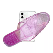 藍彩和奇葩搞怪公主紫色水晶鞋手機殼iPhone17ProMax惡搞大腳玉足涼拖鞋13適用蘋(píng)果16網(wǎng)紅15巨丑土味炸裂 紫水晶鞋-透明殼 iPhone6s
