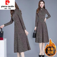 皮爾卡丹（pierre cardin）氣質(zhì)大衣高端大碼媽m媽長(cháng)袖連衣裙2025春秋新款女裝中老年打底裙 黑色半高領(lǐng)加絨加厚 M 建議90-105斤