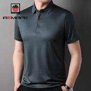 AEMAPE高端冰絲短袖T恤男2025夏季新款翻領(lǐng)半袖涼感體恤桑蠶.絲Polo.衫 墨綠 XL 175 建議 130-155斤