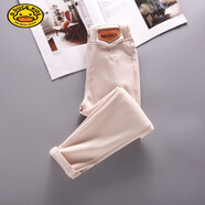 G.duck女童加絨褲子一體絨2025新款洋氣兒童彈力鉛筆褲中大童外穿小腳褲 米白色 春秋單褲 110