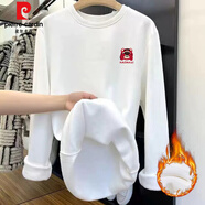 皮爾卡丹（pierre cardin）加絨白色打底衫女秋冬內搭2025新款大碼寬松純棉磨毛長(cháng)袖t恤上衣 3865白色(不倒絨加厚) XL 130-150斤