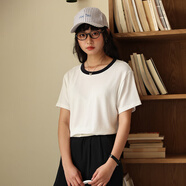 MJ風(fēng)格Lyocell天絲亞麻短袖女性2025夏季新光圓領(lǐng)多功能底襯衫 柔白 M