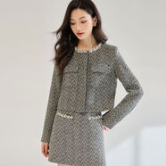 25秋季鑲鉆釘珠千金風(fēng)氣質(zhì)名媛人字紋小香風(fēng)外套半身裙套裝25556 外套 S