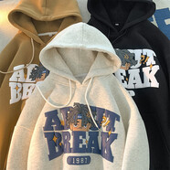 佘曼萊美式重磅衛(wèi)衣男2024春秋款新款加絨連帽寬松上衣服外套男裝中山 淺灰色 M