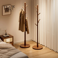 竹山下實(shí)木衣帽架落地立式掛衣架家用臥室收納置物架入戶(hù)門(mén)小型掛衣服 【特價(jià)覆膜款】十字底座-圓潤掛鉤*8