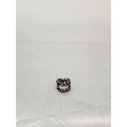 DRIES VAN NOTEN男士戒指時(shí)尚個(gè)性潮流復古雙環(huán)設計鏈式細節黃銅戒圈金屬鏈條 黑色 S