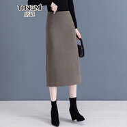 唐謎毛呢西裝半身裙女秋冬2025新款高腰通勤包臀裙中長(zhǎng)款后開(kāi)叉一步裙 毛呢-卡其色-長(zhǎng)款70CM起 L (28) 【105-115斤】
