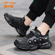德?tīng)柣菽型咏q棉鞋新款秋冬女童運動(dòng)鞋兒童防滑跑步鞋中大童休閑鞋 黑灰加絨棉鞋 30 內長(cháng) 19.4 厘米