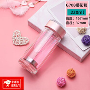 水宜生雙層玻璃杯女小容量跑車(chē)杯高顏值隨手小巧迷你水杯 【G708櫻花粉】220ml定制+禮盒