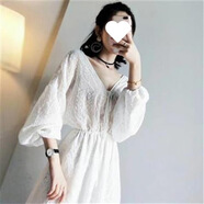 送吊帶顯瘦a字連衣裙韓國雪紡仙女胖妹妹中長(cháng)款氣質(zhì)蕾絲中長(cháng)裙潮 白色【送白色吊帶】 S 【建議80-95斤】