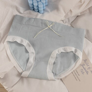 馨蔓莉獨立包裝日系甜美女內褲棉襠女士中腰三角褲薄款透氣柔軟提臀收腹 霧藍色 均碼