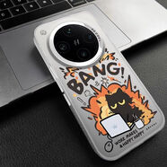 班美蘿卡通爆炸貓咪OPPOFINDX8手機殼X7Ultra防摔x6Pro彩銀Findx5潮款男 月光銀-CY上班爆炸貓貓貓咪【彩銀殼】軟邊框-硬背 OPPO Find X8 Pro