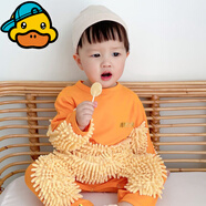 G.duck小黃鴨嬰兒衣服爬行服夏季拖地裝寶寶爬爬服兒童連體衣擦地板防臟 桔色漏手露腳 春秋 90cm 90碼（身高75-83厘米，19-