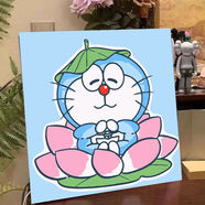 LZJV大頭路飛diy數字油畫(huà)卡通可愛(ài)便宜彩繪簡(jiǎn)單填充涂色手繪丙烯掛畫(huà) HB222叮當貓 20*20繃好內框帶背板+顏料畫(huà)筆掛鉤AA