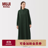 無(wú)印良品（MUJI）女式 法蘭絨 立領(lǐng)長(zhǎng)袖連衣裙女裝裙子純棉連身裙25年秋季 深綠色 L (165/88A)