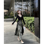 適用大碼新中式國風(fēng)假兩件連衣裙女裝春季梨形身材裙子胖MM顯瘦A 圖片色 M 建議90100斤