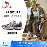 駱駝（CAMEL）復古運動(dòng)男鞋全地形跑步休閑慢跑鞋子 X14B09L7013Q 白/黑/銀 40