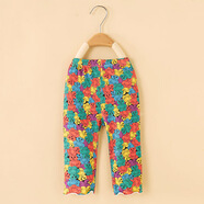 日本女童打底褲寶寶針織印花7分褲夏季棉質(zhì)兒童裝春夏薄款中小童 五彩熊/七分褲 100 cm