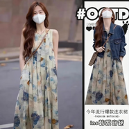 邦帛世背心連衣裙復古文藝氣質(zhì)新國風(fēng)春夏季長(cháng)裙女裝2026新款小眾設計感 水墨畫(huà)連衣裙 M