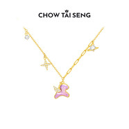 周大生（CHOW TAI SENG）飛天小馬生肖馬項鏈吊墜女款銀S925項鏈琺瑯首飾生日禮物送女友